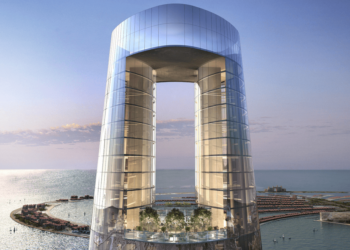 The construction of the world's tallest hotel has reached halfway