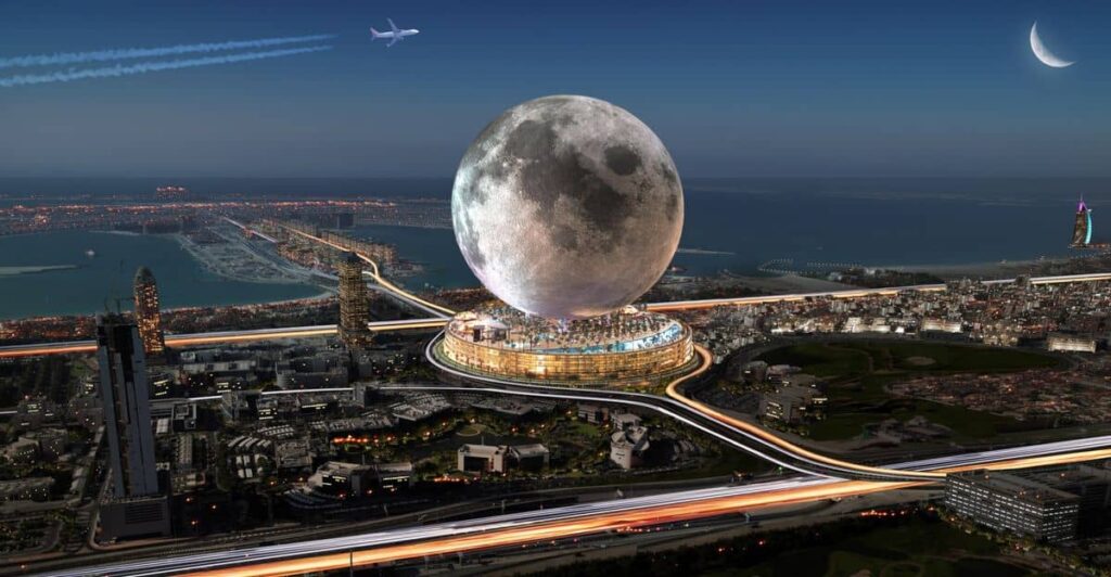 A giant resort shaped like the moon could be the next best thing to space travel