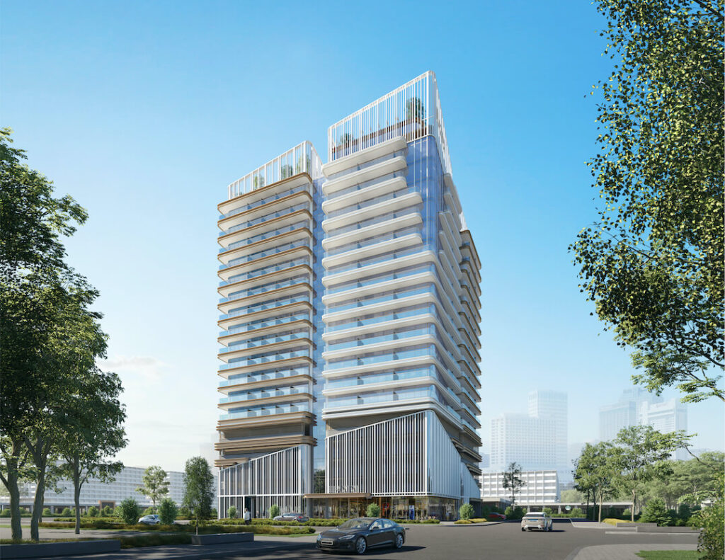 The Azizi residential tower at 1 JVC in Dubai is inspired by nature
