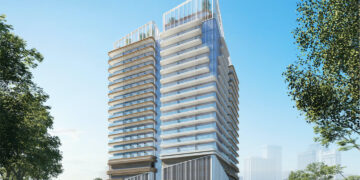 The Azizi residential tower at 1 JVC in Dubai is inspired by nature