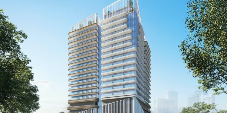 The Azizi residential tower at 1 JVC in Dubai is inspired by nature