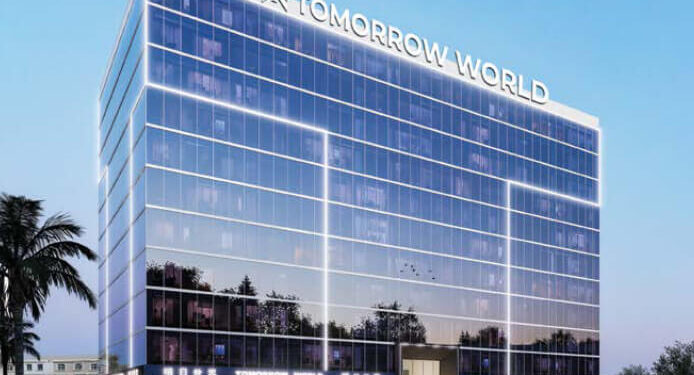 A new commercial tower is being built at Dubai's Tomorrow World